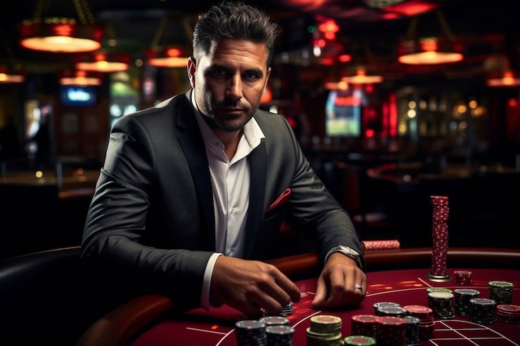 Live baccarat dealer at pos4d apk studio dealing cards from shoe